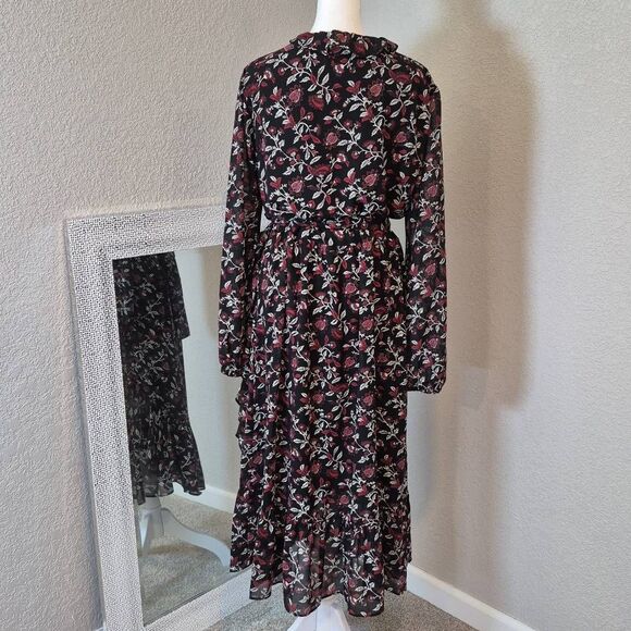 Michael Kors Georgette Ruffled Midi Wrap Dress Size XL - Picture 4 of 10